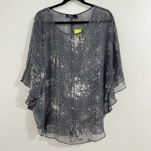Eloquii By The Limited Kimono Sheer Blouse Size 18 / 20 Gray Plus Flutter Top